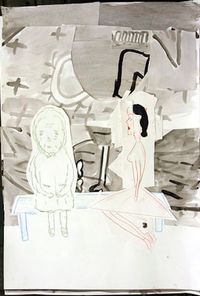 PC and Her Mother by Rose Wylie contemporary artwork works on paper, drawing
