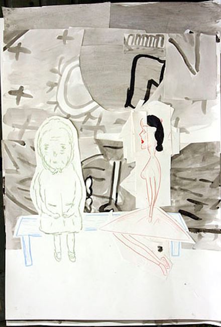 PC and Her Mother by Rose Wylie contemporary artwork
