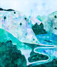Landscape (Pink and Blue) by Sally Ross contemporary artwork painting