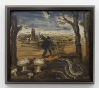 Untitled (Paesaggio con serpente e funghi) by Luigi Zuccheri contemporary artwork painting