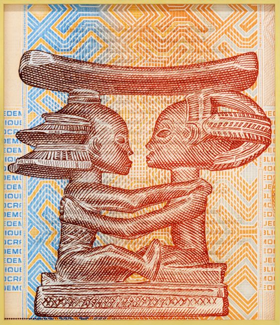 NE ME QUITTE PAS 'Songs for times of crisis', Congo Banknote by Carlos Aires contemporary artwork