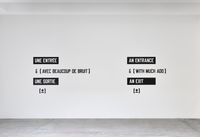 AN ENTRANCE & (WITH MUCH ADO) AN EXIT (±) by Lawrence Weiner contemporary artwork installation, mixed media