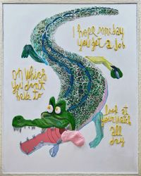 Tick-Tock the Crocodile by Woo Kukwon contemporary artwork painting, works on paper