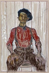 Self Portrait in Berret and Blue Scarf by Billy Childish contemporary artwork painting