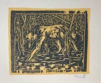 Wolf In Birchwood by Billy Childish contemporary artwork print