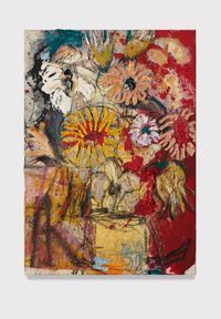 Flowers 10 (red and yellow) by Daniel Crews-Chubb contemporary artwork painting, mixed media