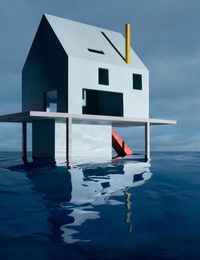 Blue House on Water #2 by James Casebere contemporary artwork photography