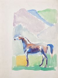 Horse in Natural Landscape 2 by Antonio Mak contemporary artwork painting, works on paper