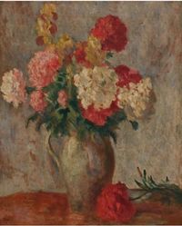 Bouquet de pivoines sur une table by Maximilien Luce contemporary artwork painting