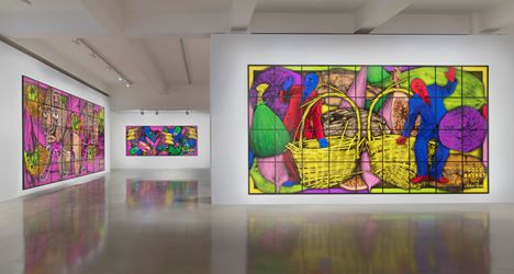Exhibition view: Gilbert & George, THE PARADISICAL PICTURES, Sprüth Magers, Los Angeles (16 November 2019–25 January 2020). Courtesy Sprüth Magers. Photo: Robert Wedemeyer.