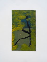 Untitled [View of Black Tree Trunk with Green Foliage] by Frank Walter contemporary artwork painting, works on paper