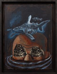 Melancholia (Blue Shark) Head by Damien Deroubaix contemporary artwork painting