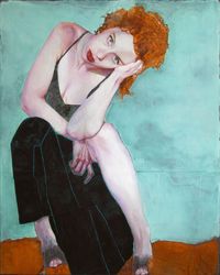 Girl with Red Hair (After Schiele I) by Piet Van Den Boog contemporary artwork painting