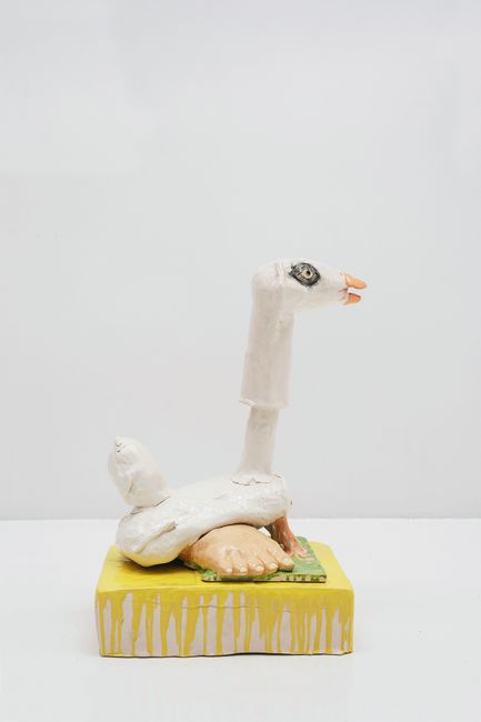 Swan with foot by Luis Vidal contemporary artwork
