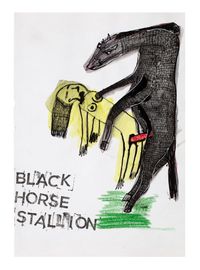 Black Horse Stallion by Emma Attard contemporary artwork painting, works on paper, drawing
