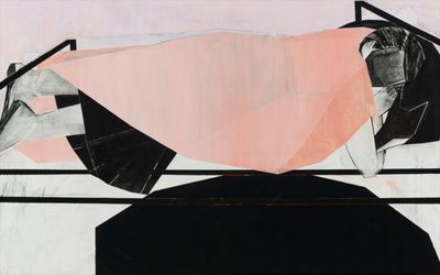 Iris Schomaker, Untitled (Vera/ fox/ rose blanket) (2022). Watercolour and oil on paper. 142.5 x 239 cm. Courtesy Reflex Amsterdam.