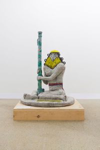 The invisible enemy should not exist – Seated Nude Male Figure,Wearing Belt Around Waist (IM77823) (Recovered, Mising, Stolen Series) by Michael Rakowitz contemporary artwork mixed media