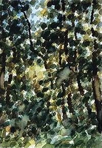 Watercolor in the Forest No.1 by Wang Jun contemporary artwork painting, works on paper