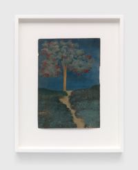 Untitled (Gold-Trunked Tree, Red Flowers, Blue Sky) by Frank Walter contemporary artwork painting, works on paper