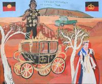 The Royal Tour (Vincent and Elizabeth on Country) by Vincent Namatjira contemporary artwork painting
