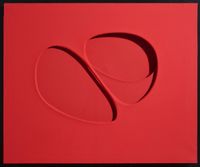 Intersuperficie Curva dal Rosso (Curved Intersurface from Red) by Paolo Scheggi contemporary artwork painting