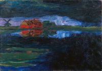Landscape (Petersen II) by Emil Nolde contemporary artwork painting, works on paper