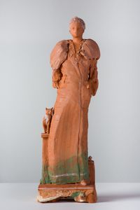 Portrait of Hera with woman with stole by Linda Marrinon contemporary artwork sculpture
