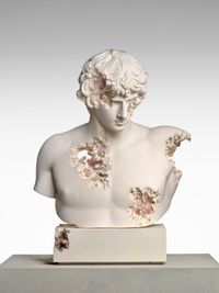 Rose Quartz Eroded Bust of Antinous by Daniel Arsham contemporary artwork sculpture