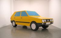 Imagine You Are Driving a Yellow VW by Julian Opie contemporary artwork sculpture