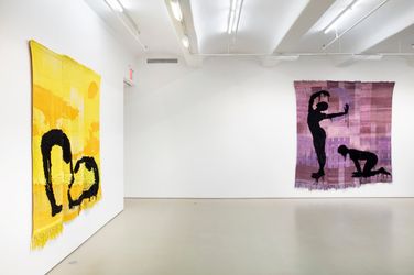 Exhibition view: Diedrick Brackens, Rhyming Positions, Jack Shainman Gallery, 523 West 20th Street, New York. (15 July–20 Aug 2021). Courtesy Jack Shainman Gallery