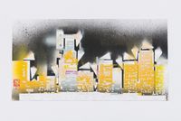 Study for „Midnite Alley Cat“ (Skyline) by Gajin Fujita contemporary artwork painting, drawing