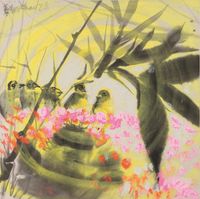 Sunrise behind the Bamboo by Chao Chung-Hsiang contemporary artwork painting, works on paper, drawing