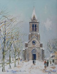 Eglise de Champagne-au-Mont-d'Or (Rhône) by Maurice Utrillo contemporary artwork painting