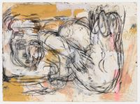 Study for reclining acrobat (yellow) by Daniel Crews-Chubb contemporary artwork works on paper, drawing