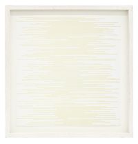 Straight parallel lines of random length not touching sides (yellow) by Sol LeWitt contemporary artwork painting, works on paper, drawing