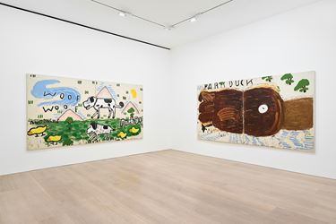 Exhibition view: Rose Wylie, Lolita's House, David Zwirner, London (20 April–26 May 2018). Courtesy the artist and David Zwirner, London.