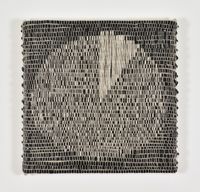 Composition Pie Chart (10%, 90%) (White on Black) by Analia Saban contemporary artwork painting, textile