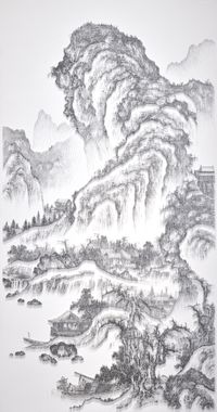 Imitating Landscape Painting by Anonymous Artist, Song Dynasty 3 臨摹宋佚名山水圖之三 by Chen Chun-Hao contemporary artwork mixed media