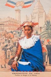 Reine du Dahomey by Ishola Akpo contemporary artwork works on paper, photography, textile