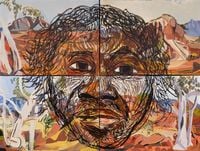 Self-portrait by Vincent Namatjira contemporary artwork painting, drawing
