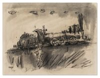 Lokomotive: Alte Dampflok by Lyonel Feininger contemporary artwork works on paper