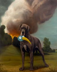 Chien et masque by Antoine Roegiers contemporary artwork painting