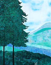 Landscape (Two Trees and Hills) by Sally Ross contemporary artwork painting