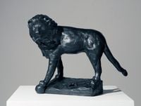 Lion with Acanthus leaf by Linda Marrinon contemporary artwork sculpture