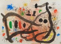 Femme entourée d'un couple d'oiseaux by Joan Miró contemporary artwork painting, works on paper