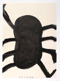 Black Spider (One Hooked Leg) by Rose Wylie contemporary artwork painting, works on paper, drawing