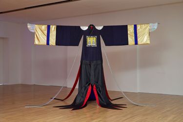 Dabal Kim, Ui Embracing the Moon, 2024,   silk, synthetic fibers, metal studs, digital printing on silk, 300×454×370cm,   commissioned by Seoul Museum of Art ⓒ Dabal Kim. Courtesy Seoul   Museum of Art. Photo: Sangtae Kim