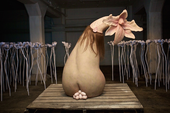 Patricia Piccinini, Boot Flower, 2015. Silicone, fibreglass, human hair.