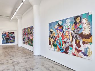 Exhibition view: Wycliffe Mundopa, My Cup is Full, Simchowitz DTLA, Los Angeles (2 March–6 April 2023). Courtesy Simchowitz.