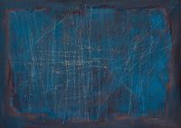 Azul sobre pardo (Saeta 258) (Blue on Brown [Saeta 258]) by Fernando Zóbel contemporary artwork painting